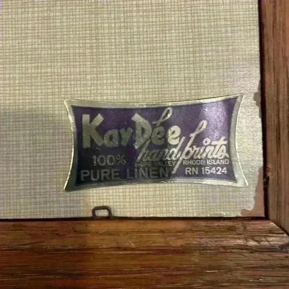 Vintage KayDee 100% pure linen handprints set of two - Picture 8 of 9